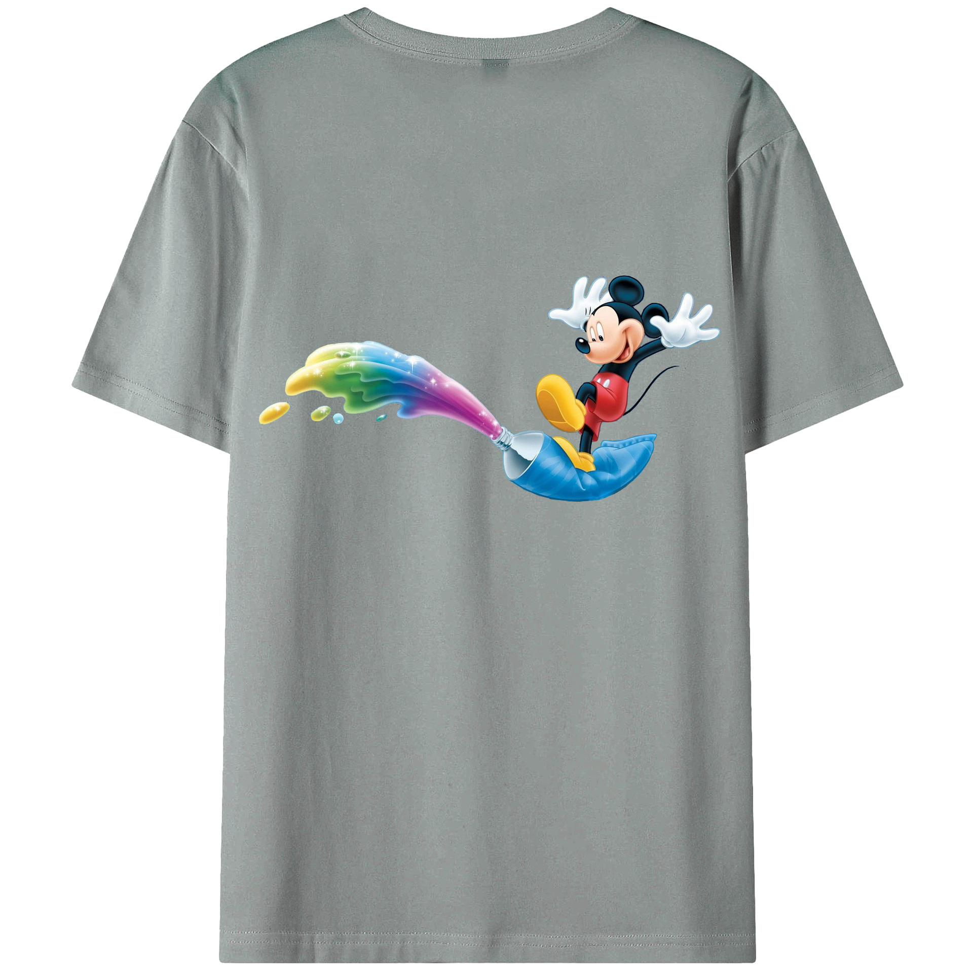 ミッキーマウス Mickey Mouse 綿100％ メンズ半袖Tシャツ（バックプリント） 通気性